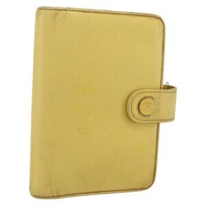 CHANEL Agenda Day Planner Cover Caviar Skin Yellow Gold CC Auth bs31454